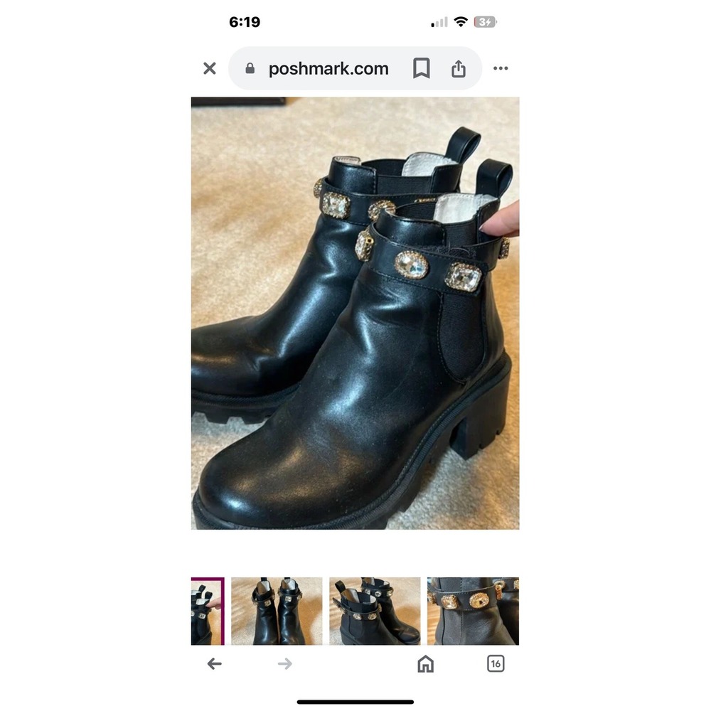 madden girl Moto Boots W/‎ Removable Rhinestone Band Black Size 6.5
